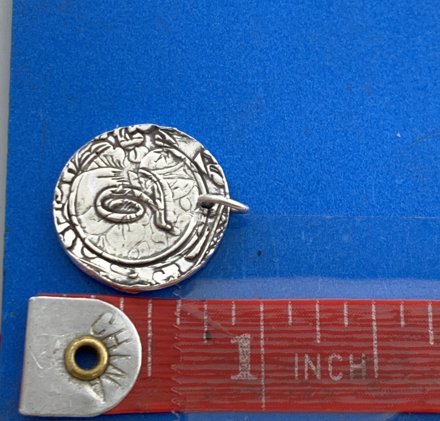 Designer PST Sterling Silver Script Initial T Wax Seal Monogram Pendant Charm