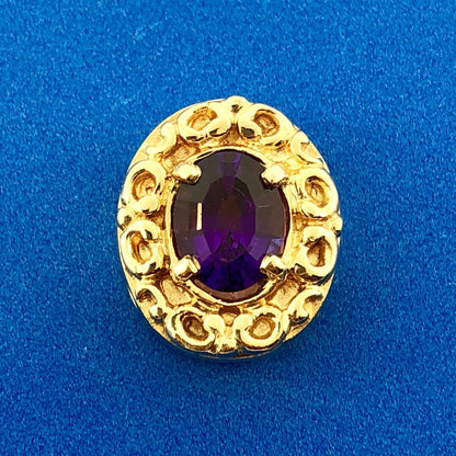 14k Yellow Gold Slide Amethyst Slide Charm Pendant