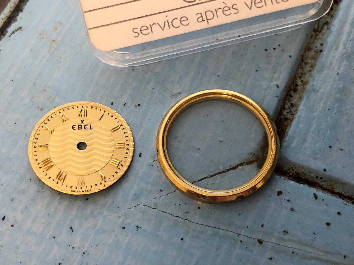 Authentic Ebel 18k Gold Bezel with Sapphire Crystal And Gold Tone Face Plate NIB