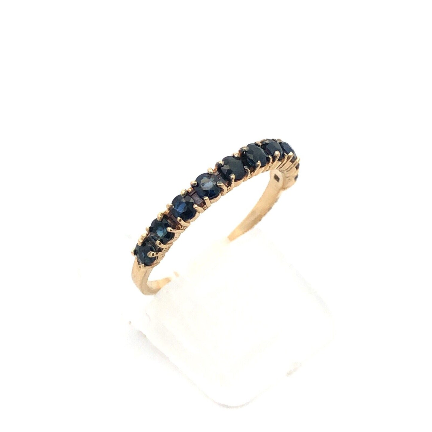 Designer S Kalan 14K Yellow Gold Sapphire Anniversary Eternity Half Band Ring