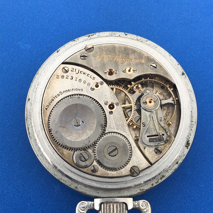 1925 Elgin BW Raymond 21j Grade 478 Base Metal Railroad Pocket Watch Fob Works