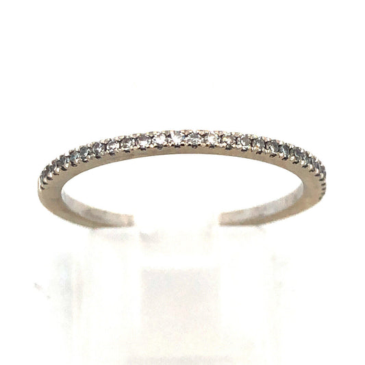 14k White Gold Pave Diamond Wedding Anniversary Eternity Band Ring