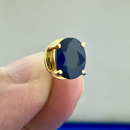 Classic 18K Yellow Gold Sapphire September Anniversary Statement Stud Earrings