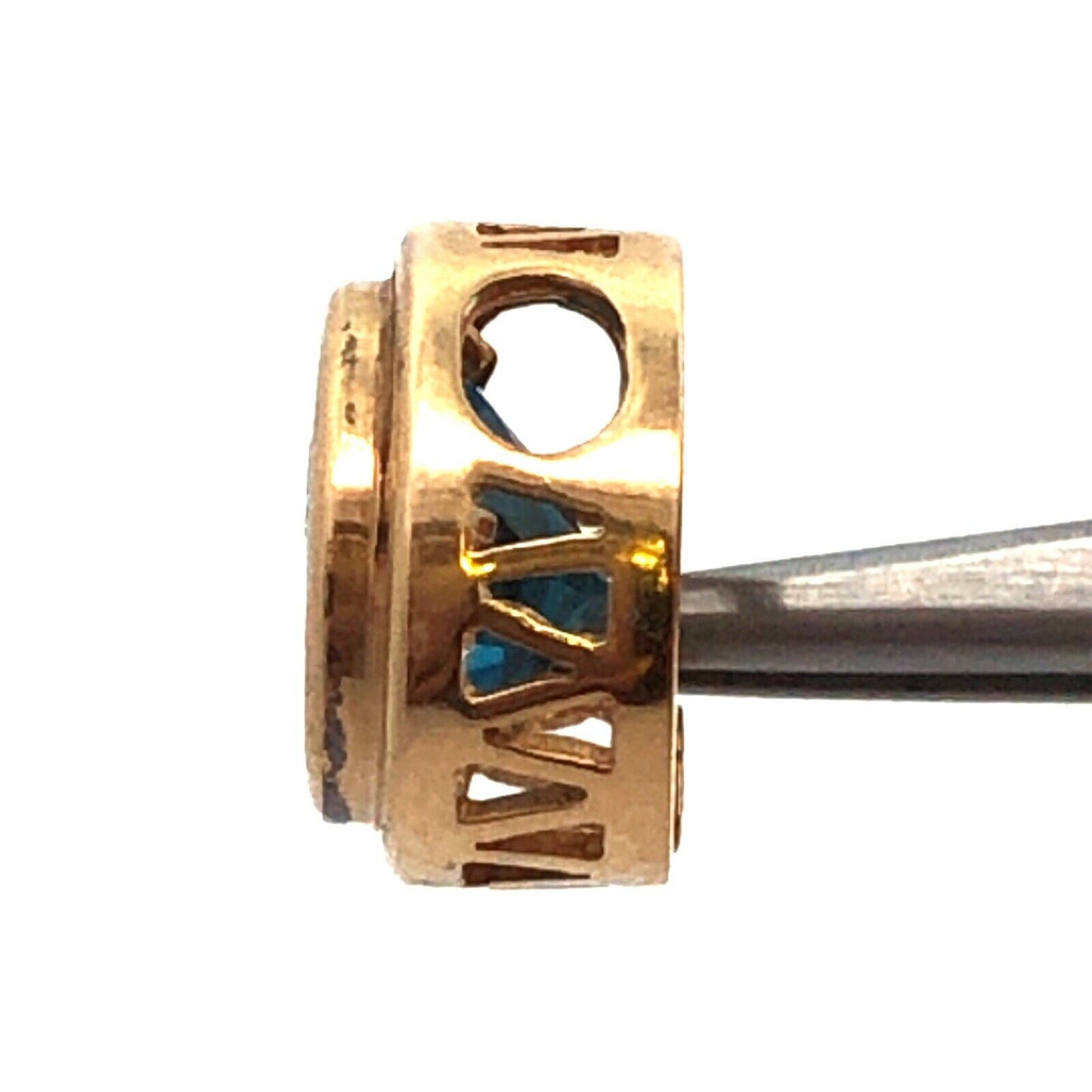 Designer 14K Yellow Gold Blue Topaz Round Drop Pendant