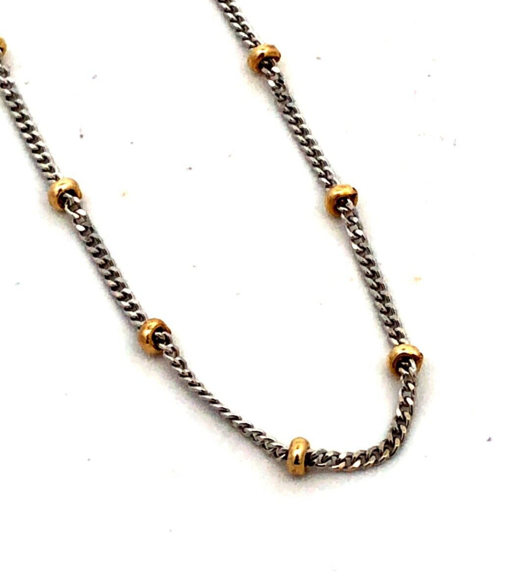 Designer F Italy 14K Yellow White Gold Two-Tone Station Chain Necklace