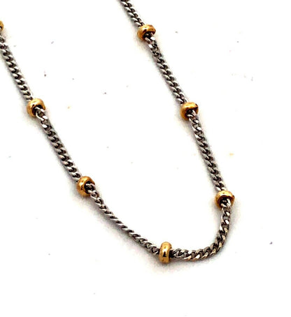 Designer F Italy 14K Yellow White Gold Two-Tone Station Chain Necklace