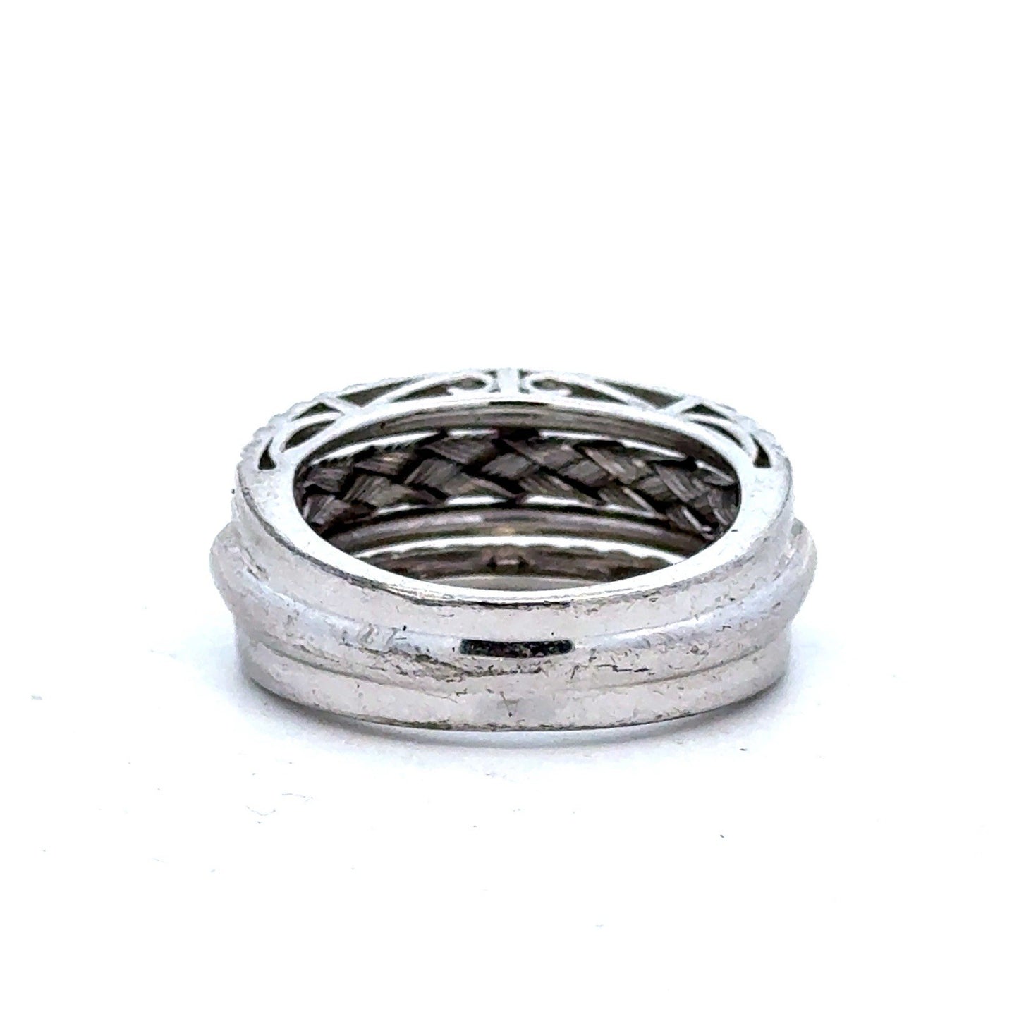 Designer 925 Sterling Silver Black Diamond Braided Rope Statement Size 10 Ring