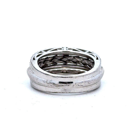 Designer 925 Sterling Silver Black Diamond Braided Rope Statement Size 10 Ring