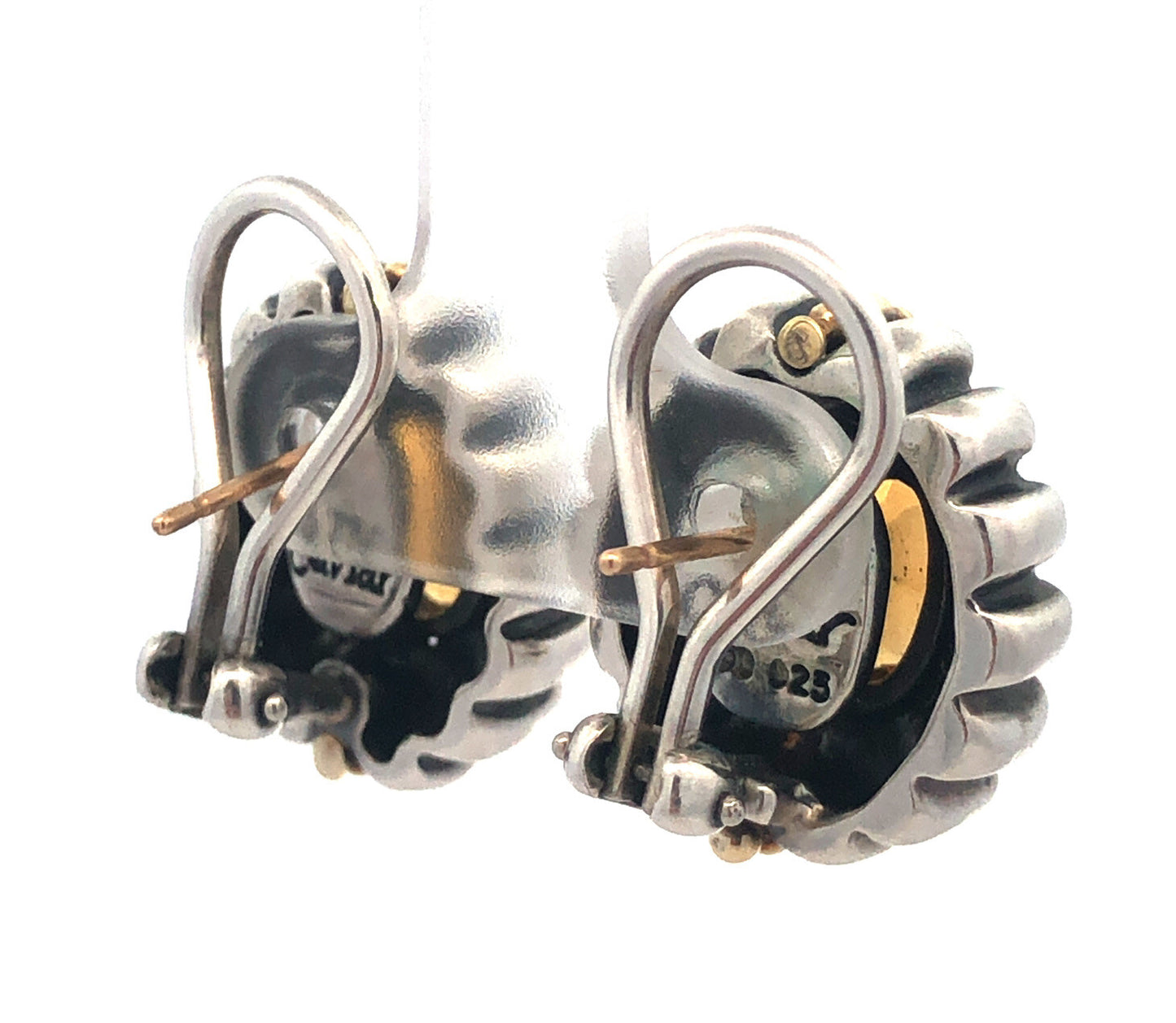 Lagos Caviar 925 Sterling Silver 18K Yellow Gold Cognac Cushion Citrine Earrings