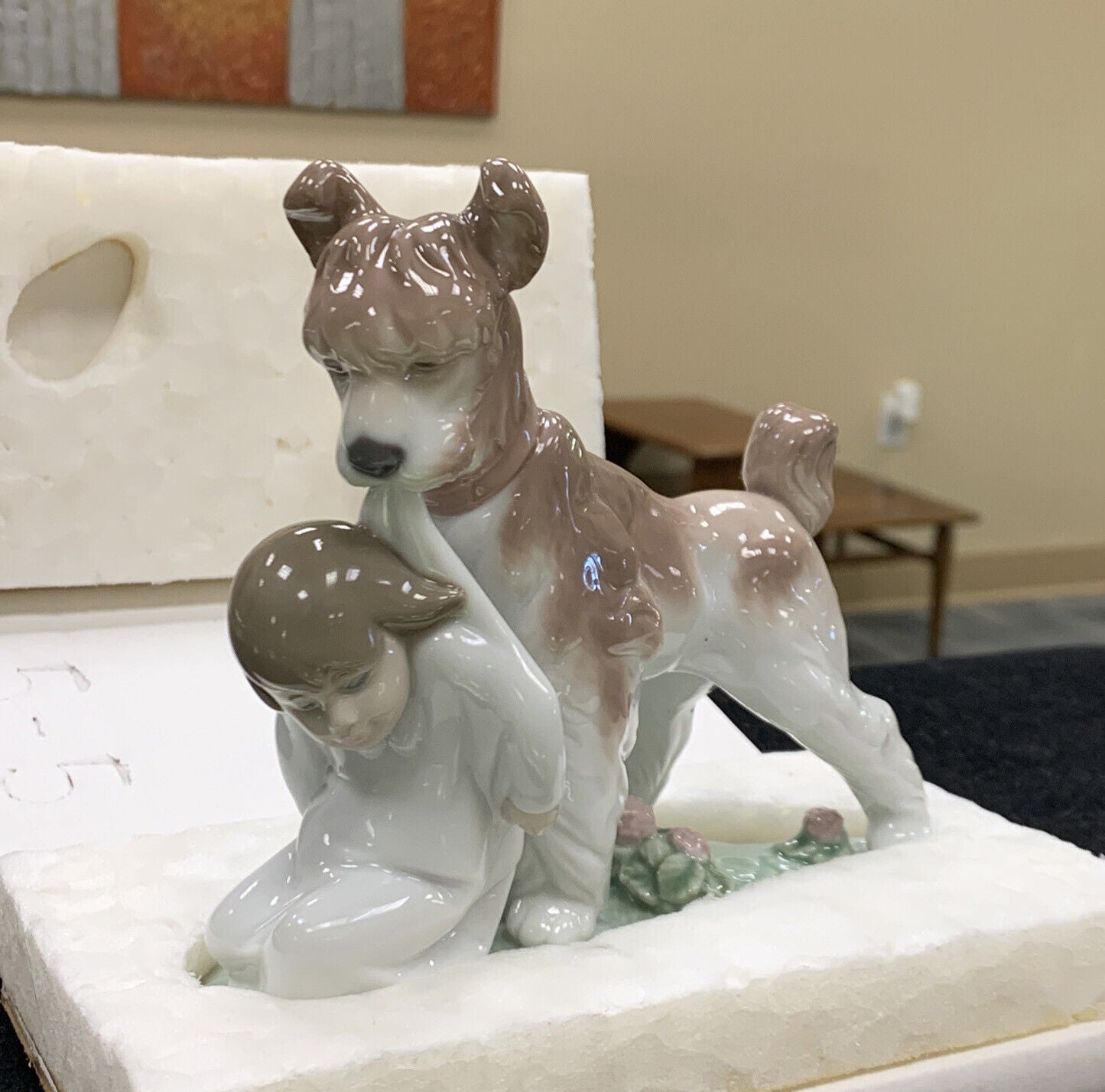 1998 Lladro Safe And Sound Terrier Child Retired Porcelain Figurine #6556 NIB