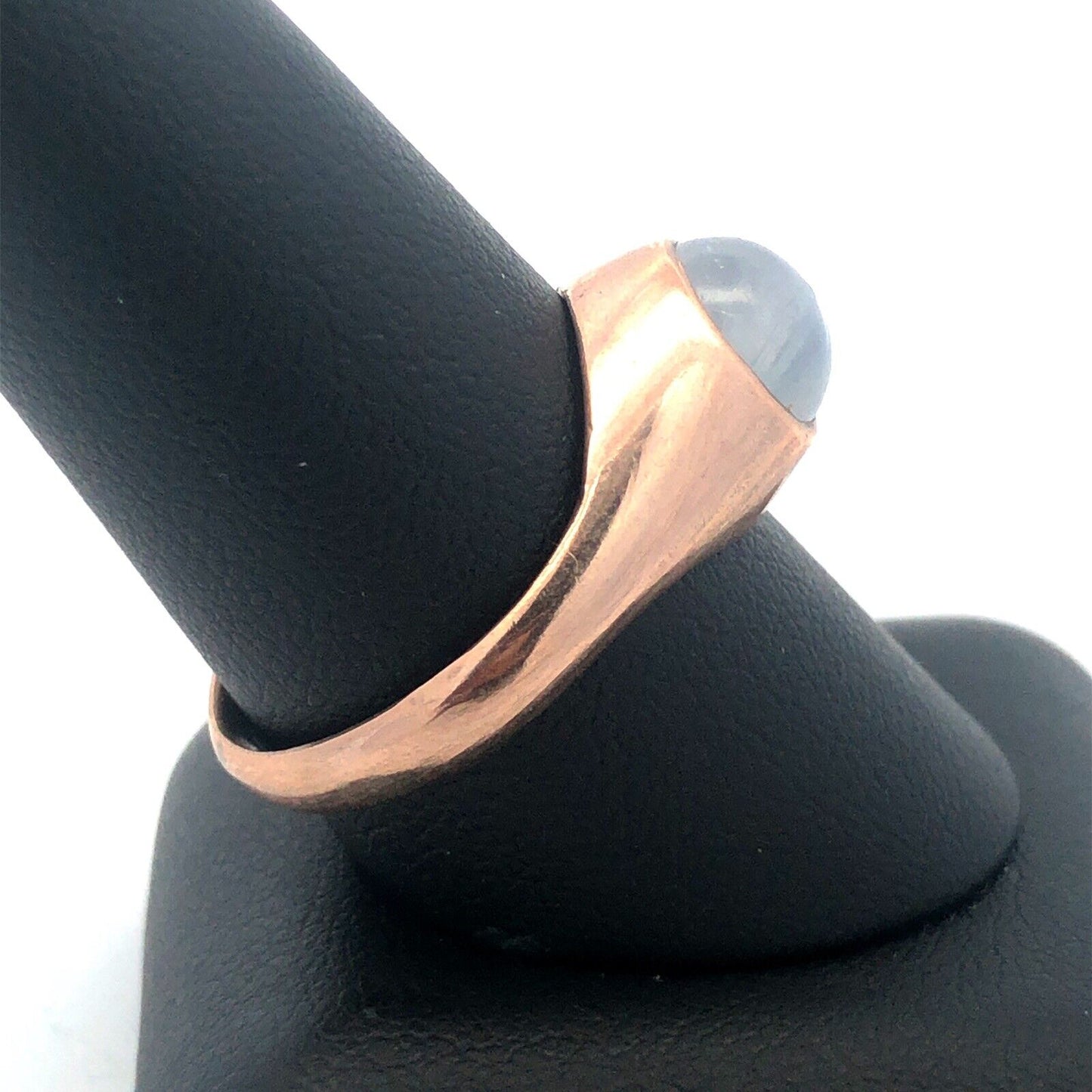 10K Rose Gold Round Moonstone Unisex Dome Ring