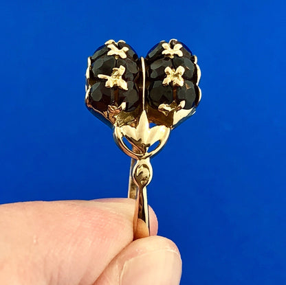 Art Deco 18K Yellow Gold Garnet Dome Statement January Birthstone Cocktail Ring