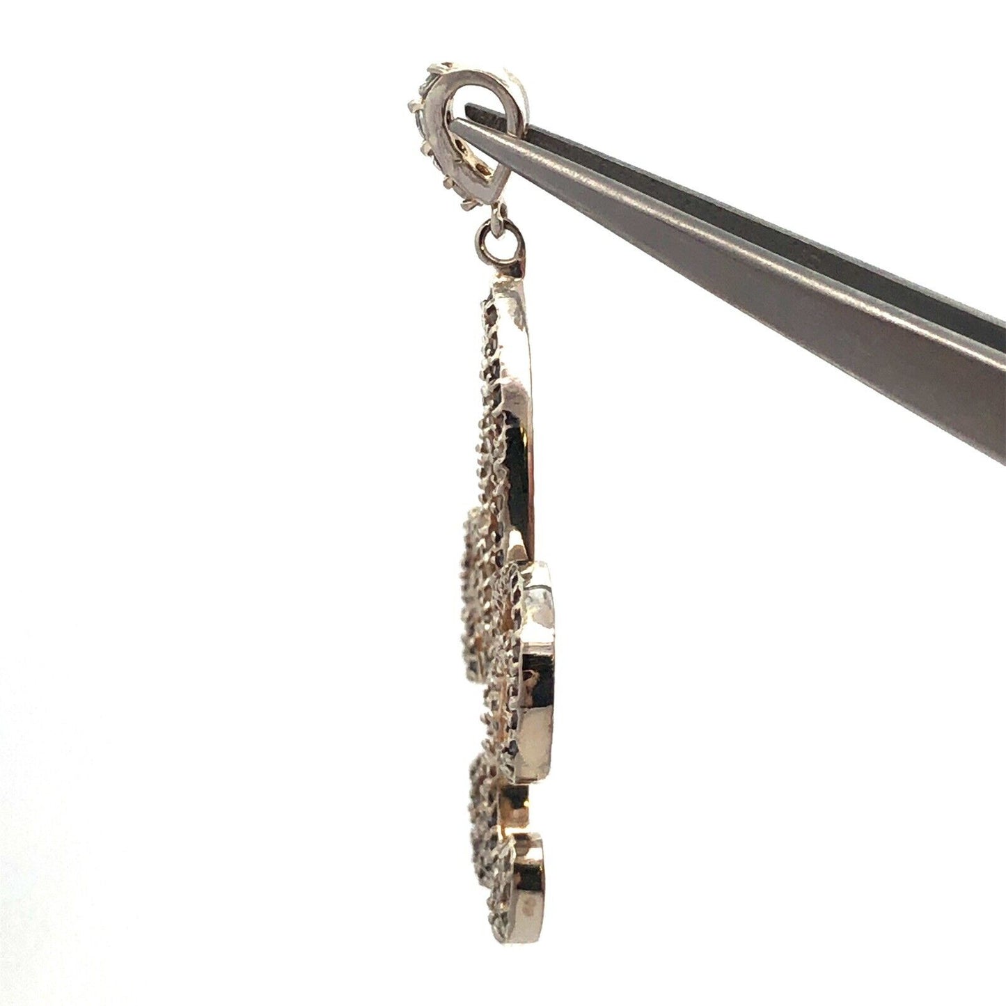 Designer 925 Sterling Silver Cubic Zirconia CZ Statement Fleur De Lis Pendant