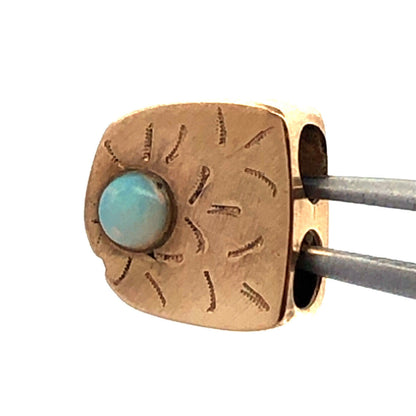 Vintage 10K Yellow Gold Round Opal Cabochon Slide Bracelet Charm