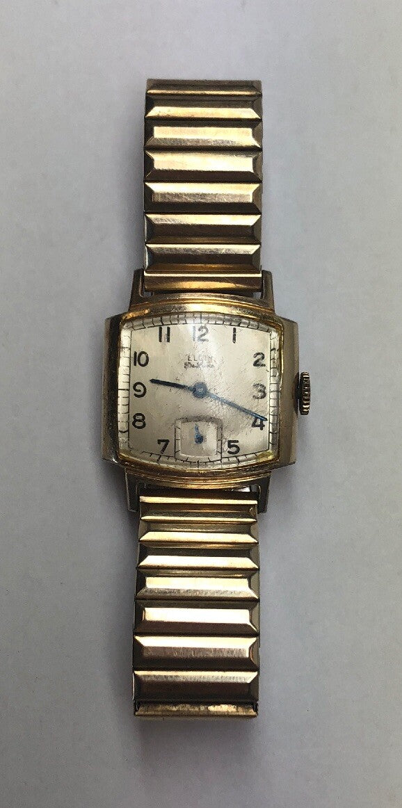 Vintage 1944 Elgin Deluxe Men's Wristwatch 10K Gold Filled E283675 Works