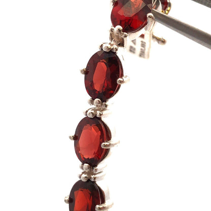 Designer 925 Sterling Silver Oval Red Garnet Tennis Bracelet