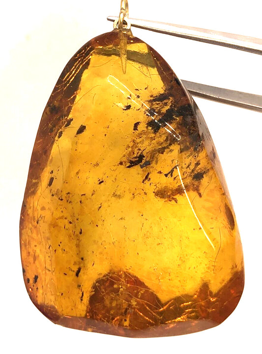 Vintage Large Orange Amber Crystal Healing Statement Pendant