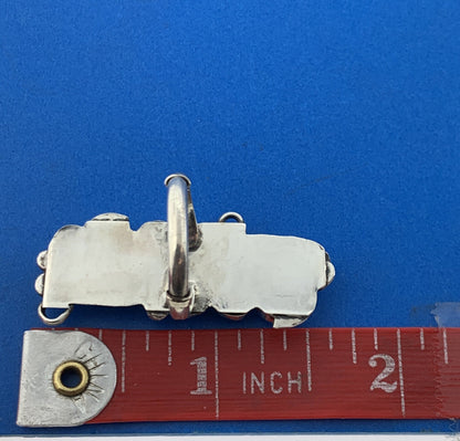 Native American Old Pawn 925 Sterling Silver Turquoise Cabochon Statement Ring