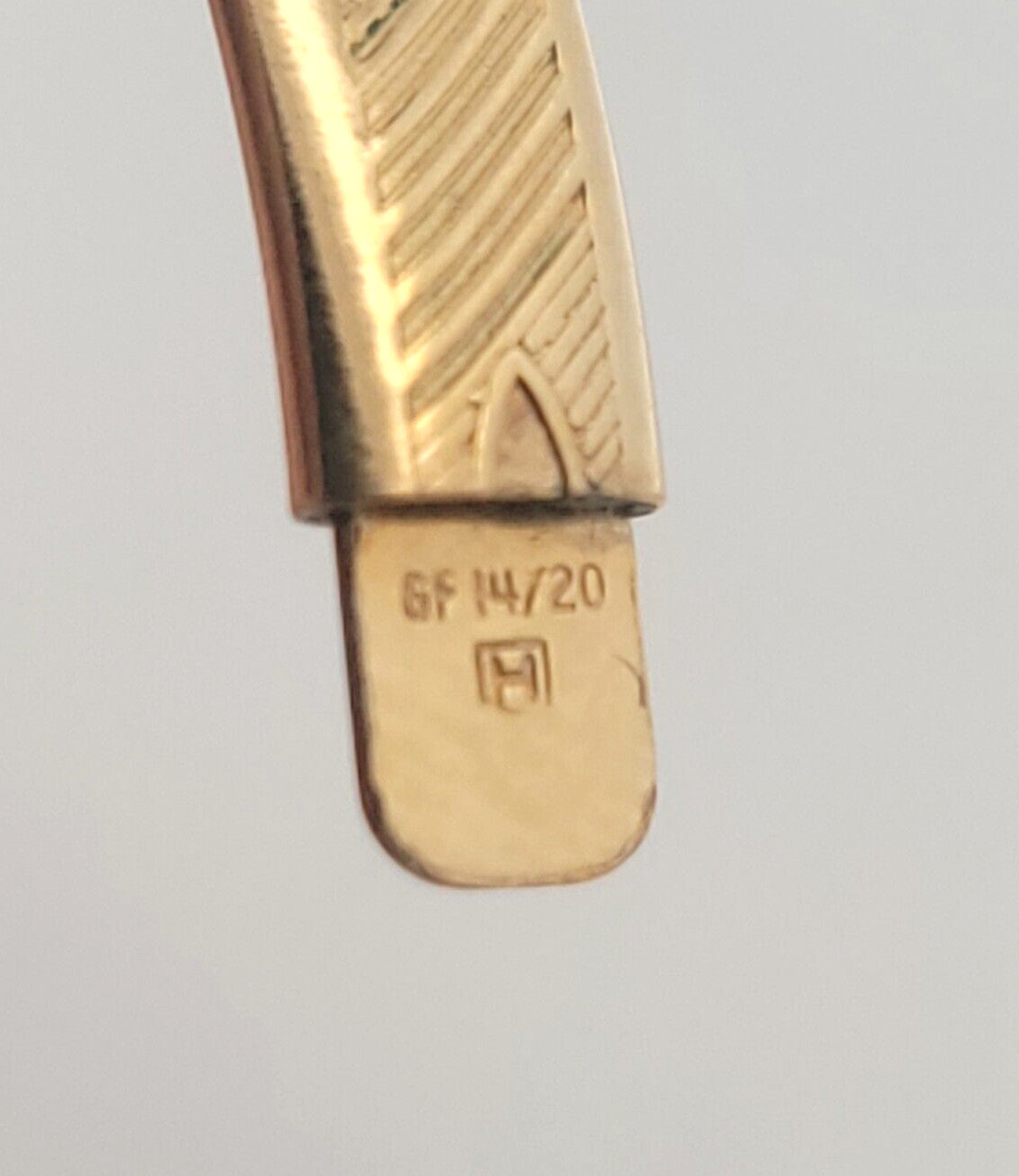 Vintage 12K Yellow Gold Filled Engraved Floral/Stripes Child's Bangle Bracelet