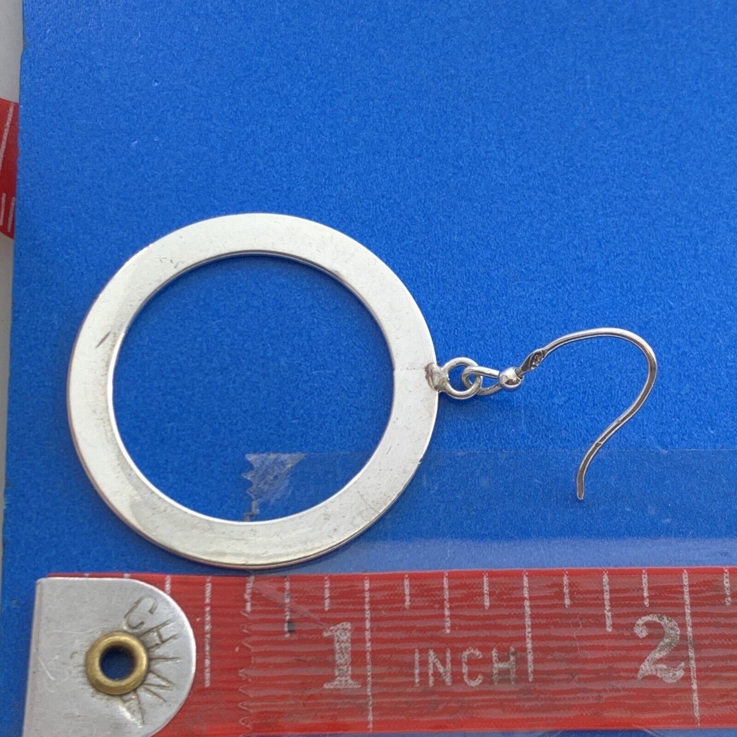 Modernist Cutout 925 Sterling Silver Round Simple Hook Dangle Earrings