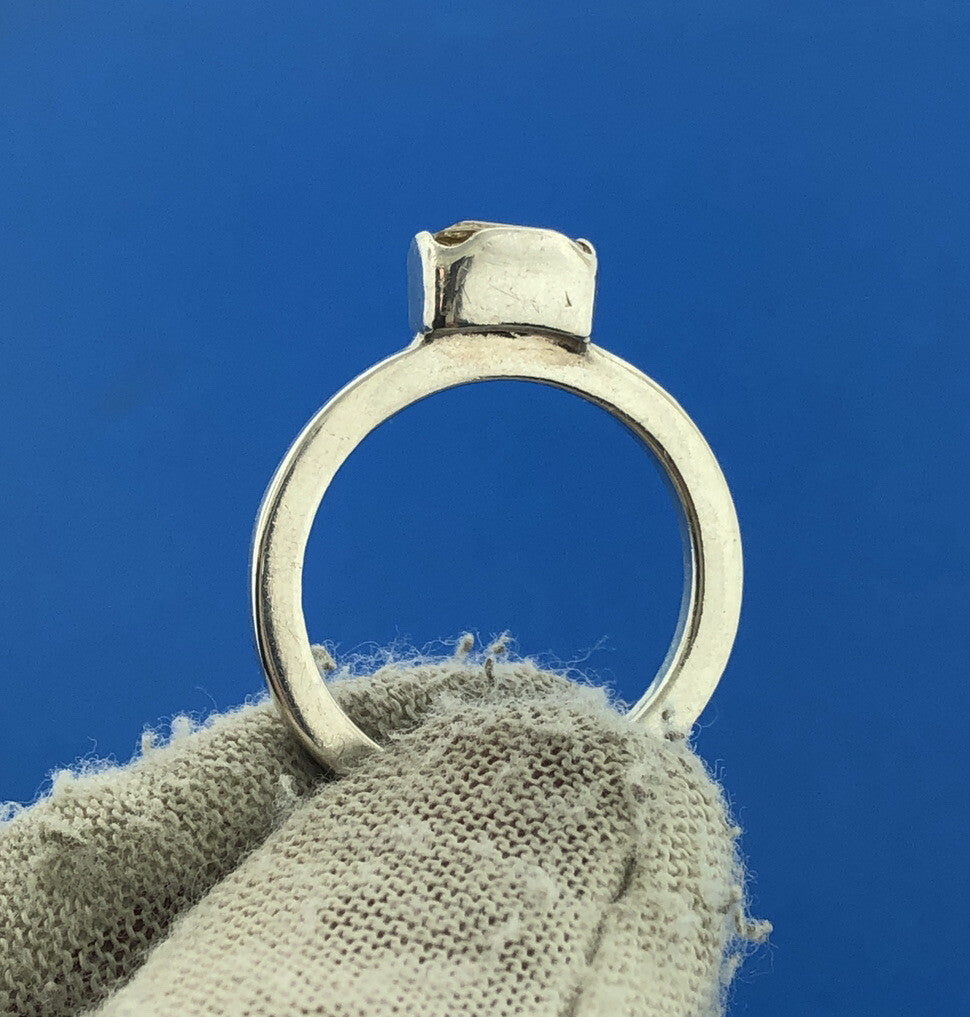 Stunning Sterling Silver 925 Radiant Cut Lemon Quartz Precious Ring Size 7.75