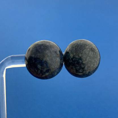 Gorgeous 14k Yellow Gold Cabochon Lapis Lazuli Half Sphere Stud Earrrings