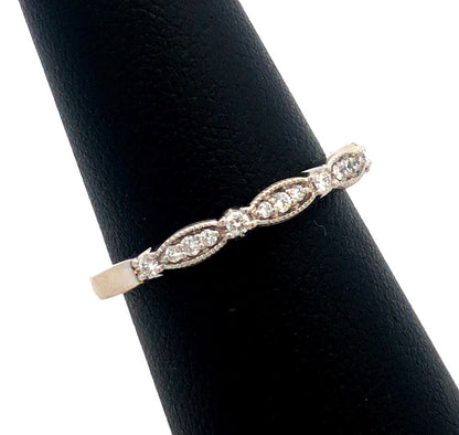 Designer Promezza 14K White Gold Round Diamond Stacking Wedding Band Ring
