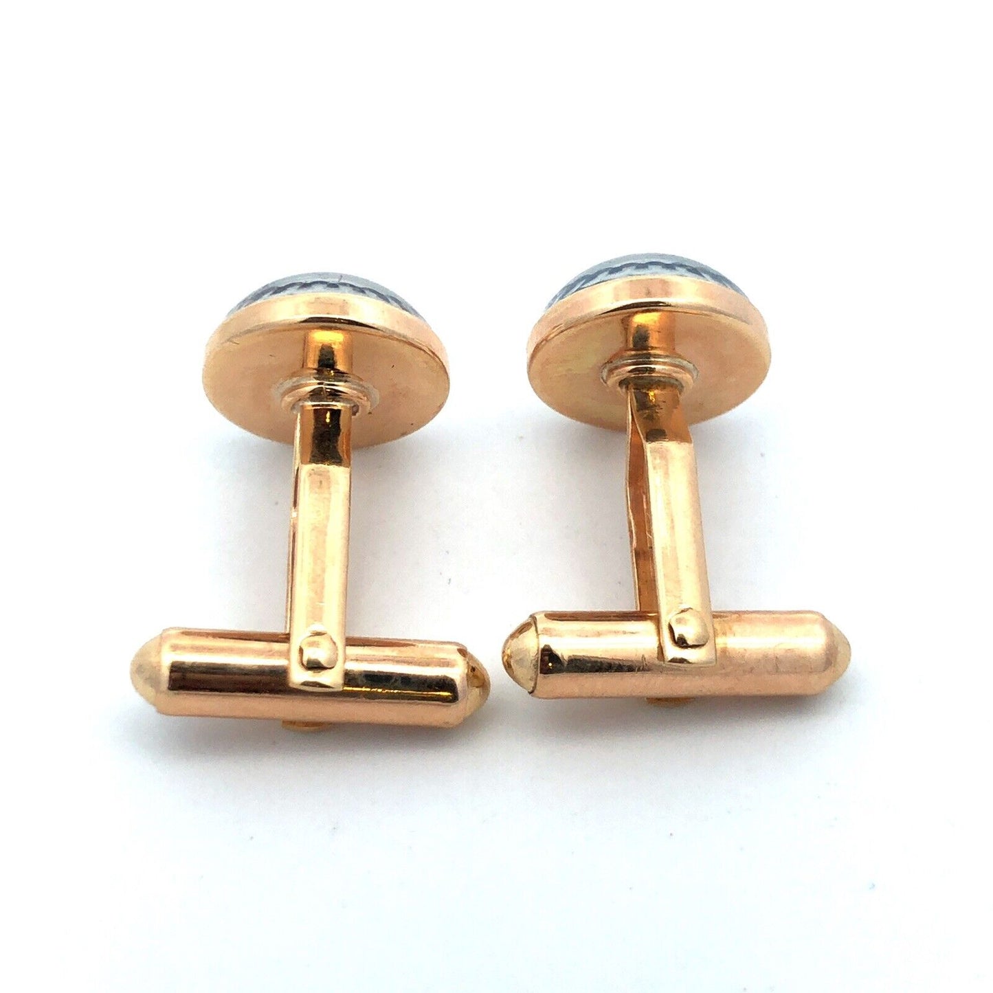 Vintage 14K Yellow Gold Enamel Acrylic Sailboat Sailing Sea Themed Cufflinks