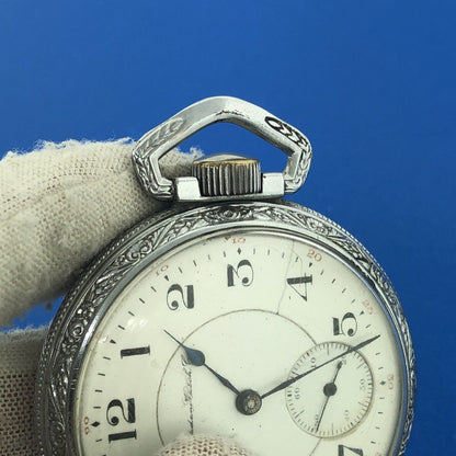 1904 Hampden William McKinley Grade Model 4 17j Silver Tone Pocket Watch Working