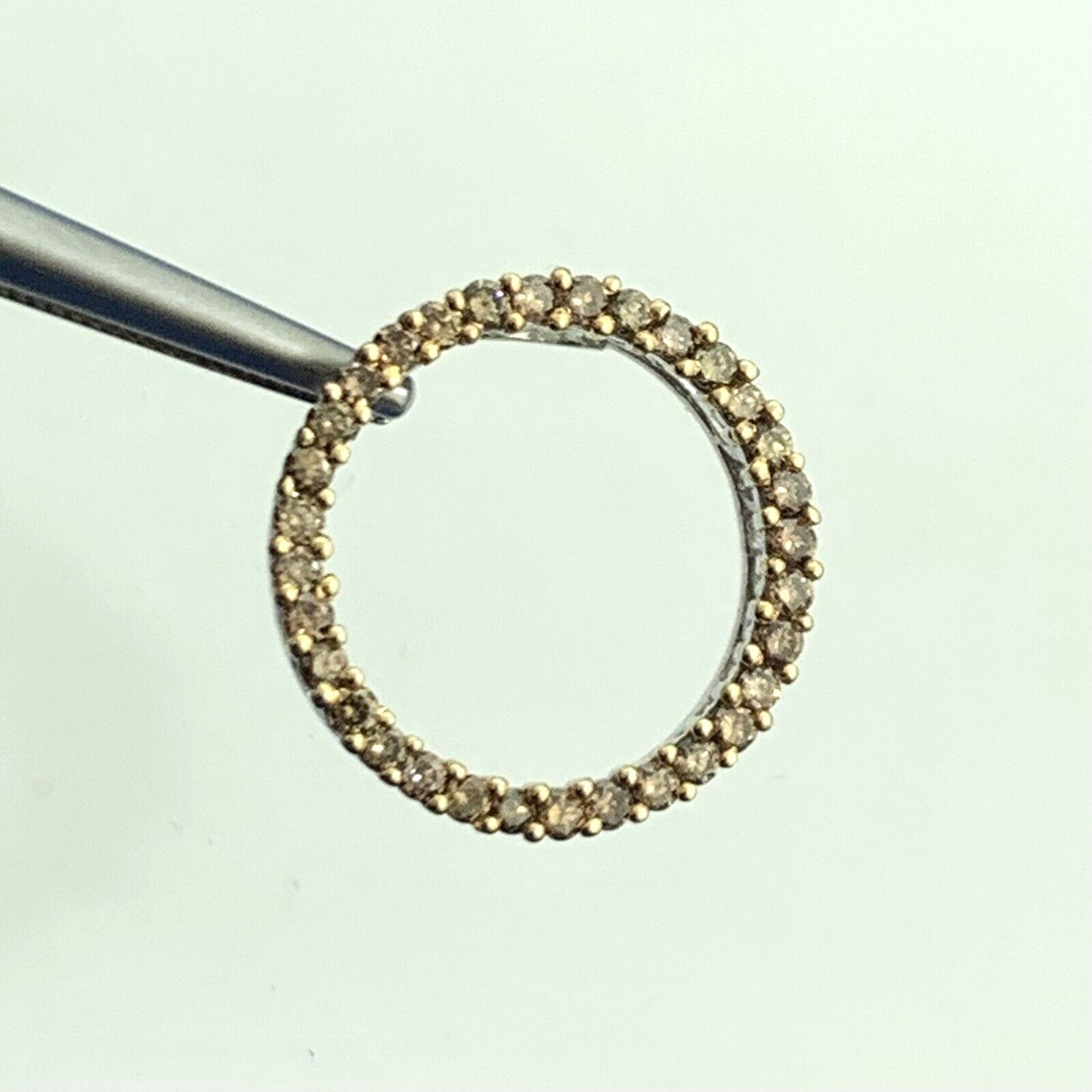 Designer Champagne Diamond 14K White Gold Ring Infinity Eternity Pendant