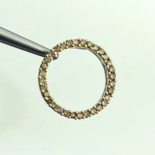 Designer Champagne Diamond 14K White Gold Ring Infinity Eternity Pendant