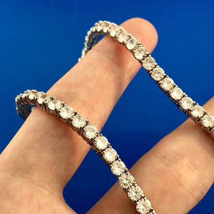 Glamorous Designer Sterling Silver Cubic Zirconia CZ Statement Tennis Necklace