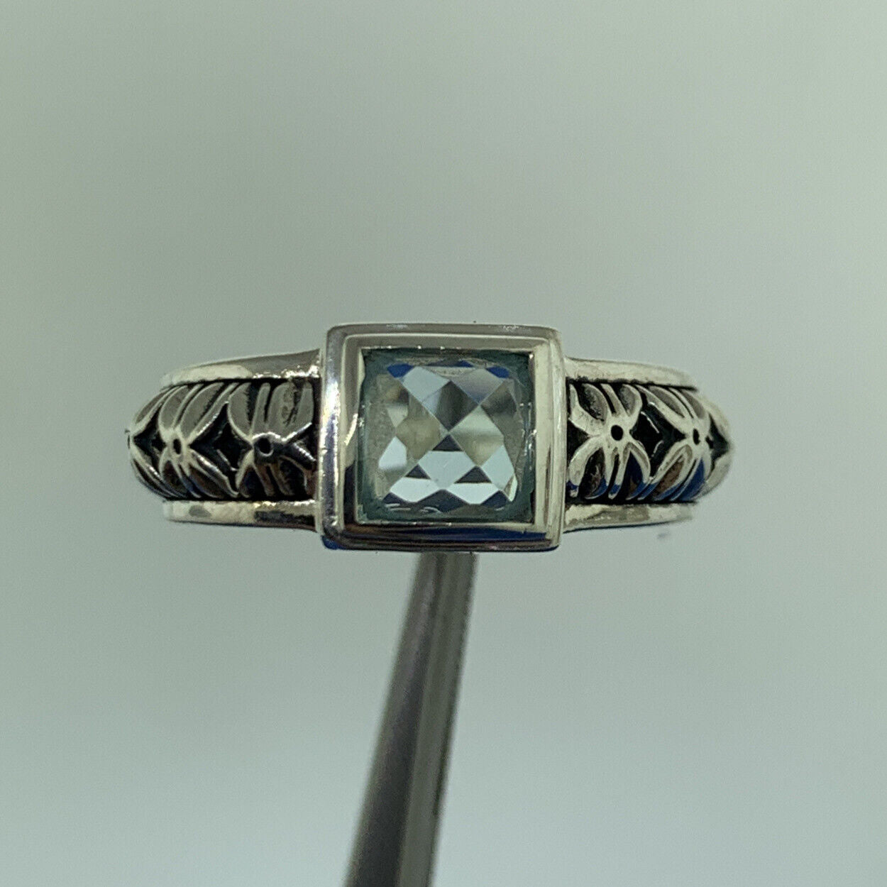 Michael Dawkins Sky Blue Topaz Russian Pattern Sterling Silver 925 Ring QVC