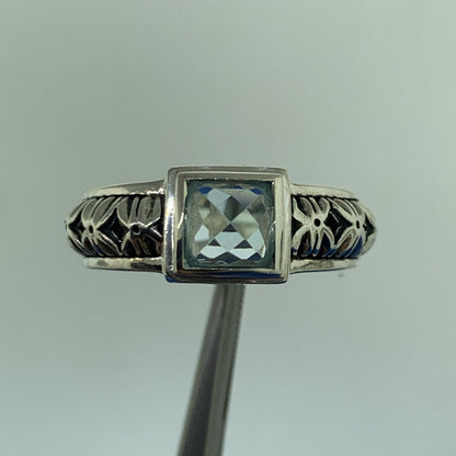 Michael Dawkins Sky Blue Topaz Russian Pattern Sterling Silver 925 Ring QVC