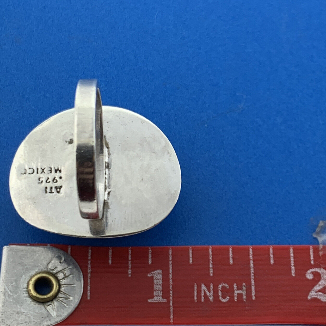 Designer ATI Mexican Sterling Silver 925 Cabochon Turquoise Ring Size 7