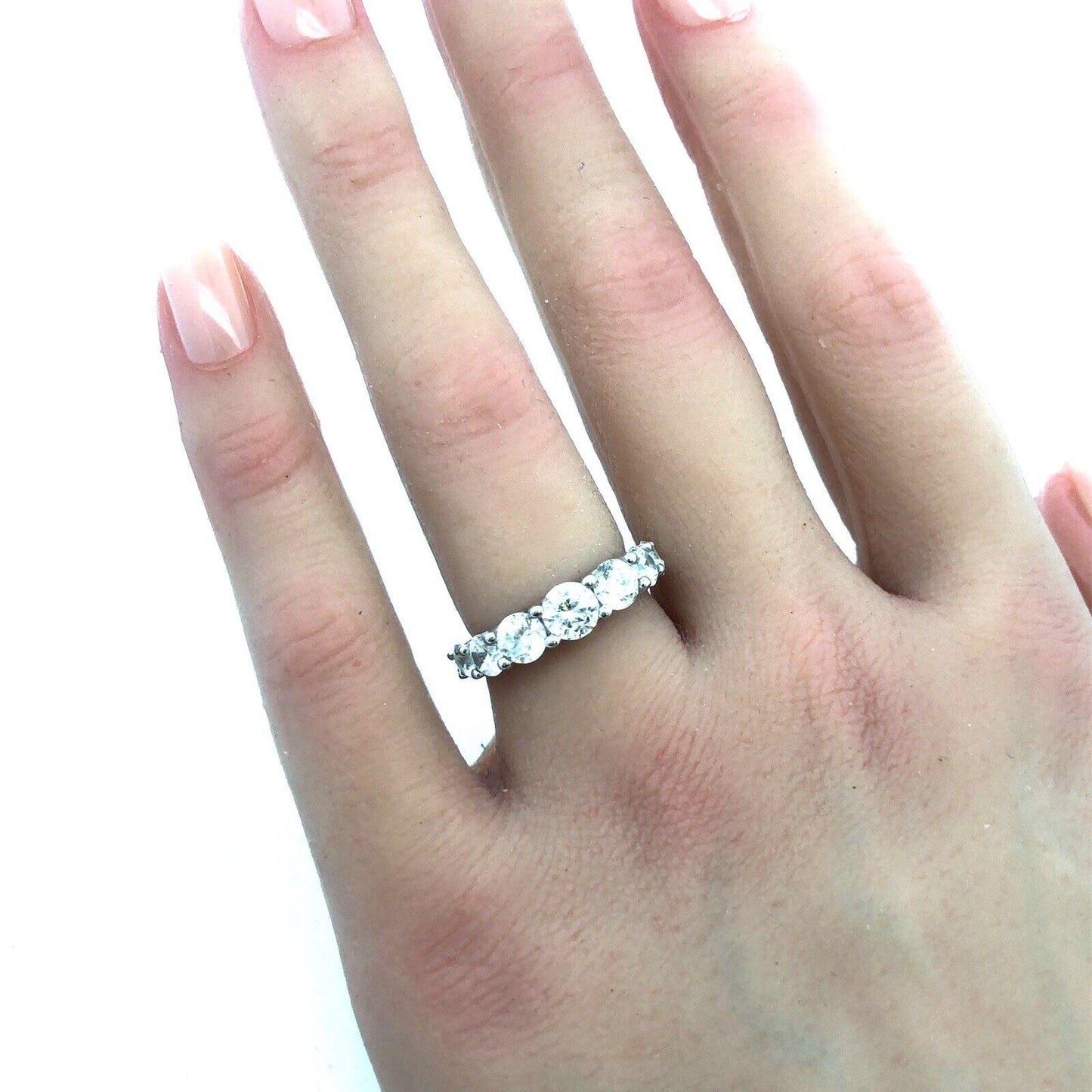 Designer UCL 925 Sterling Silver Round Cubic Zirconia Wedding Bridal Band Ring