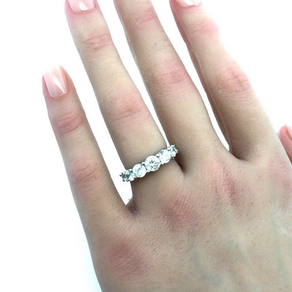 Designer UCL 925 Sterling Silver Round Cubic Zirconia Wedding Bridal Band Ring