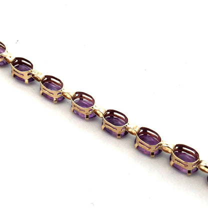 Designer 10K Yellow Gold Purple Amethyst February Birthstone Tennis Bracelet