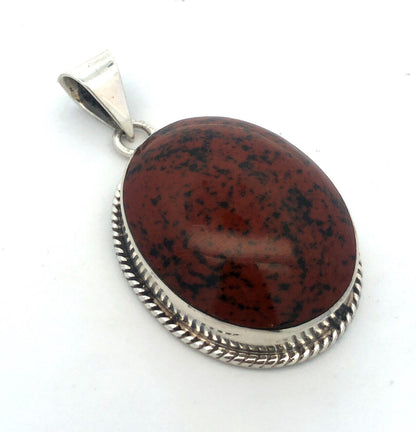 Vintage Taxco TM-287 Sterling Silver Mahogany Obsidian Statement Oval Pendant
