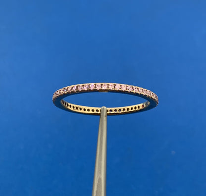 Designer 925 Sterling Silver Vermeil Pink Cubic Zirconia Bridal Anniversary Band