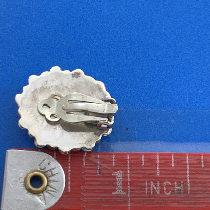 Turquoise Cabochon 925 Sterling Silver Native American Clip On Earrings