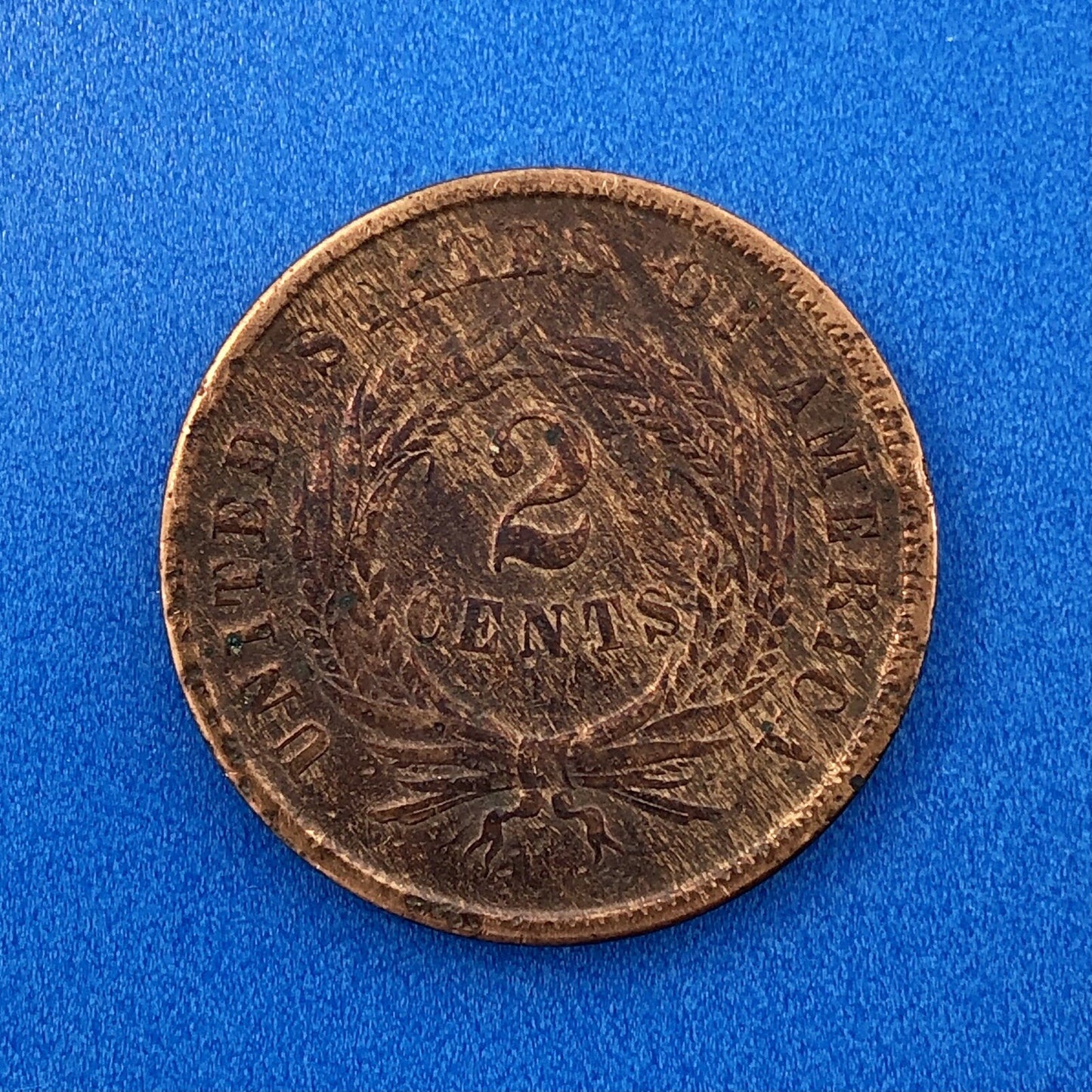 1864 P Bronze Two-Cent Piece Union Shield Large Motto Philadelphia Mint Coin