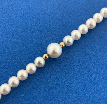 Vintage 14K Yellow Gold Hand Knotted Pearl June Anniversary Bridal Bracelet