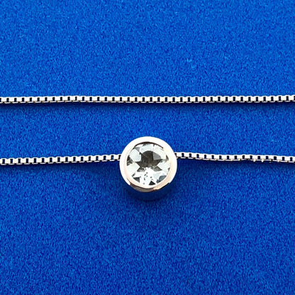 Designer STS 925 Sterling Silver 19" Box Chain Round Cubic Zirconia CZ Necklace
