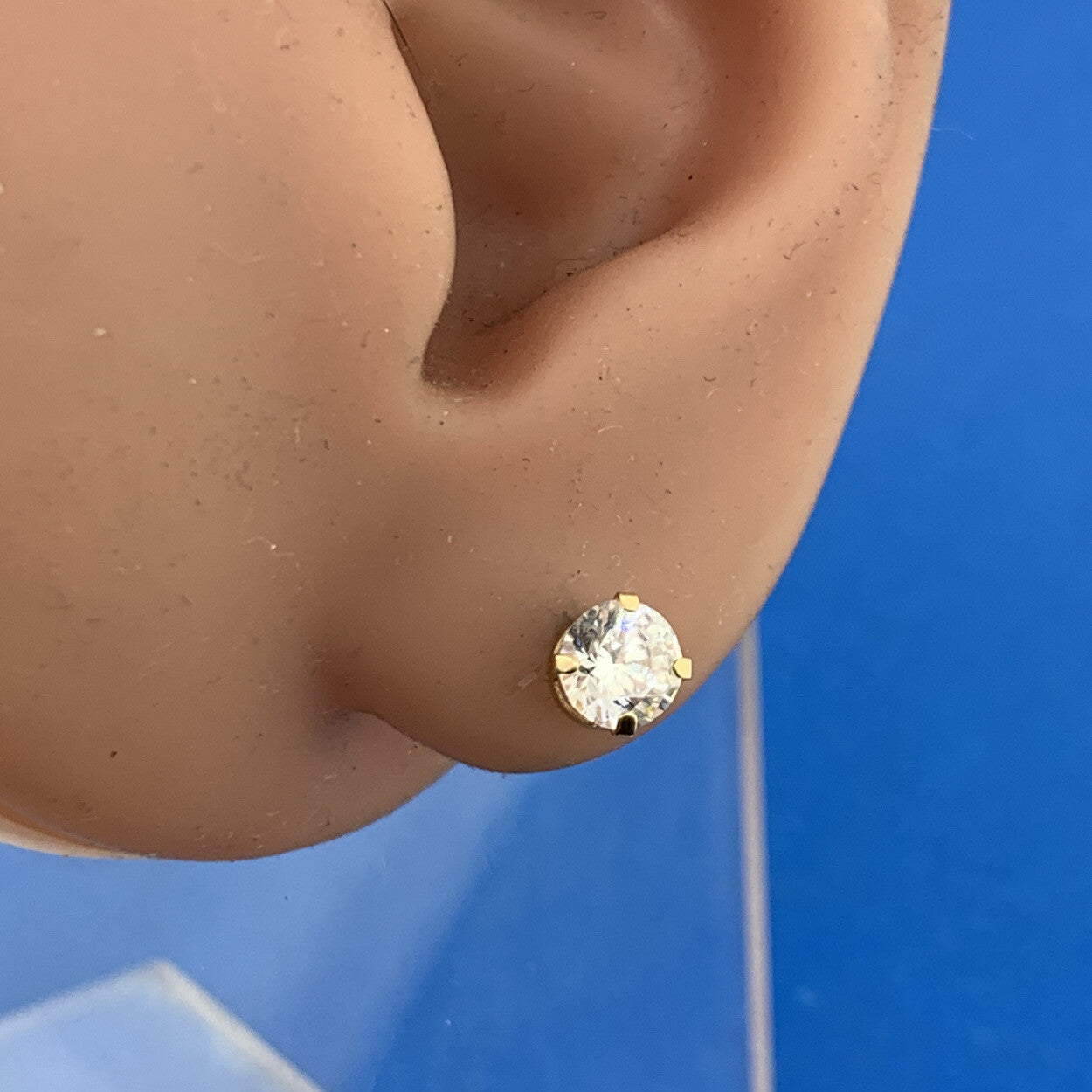 Jacmel Mauritius JCM 14K Yellow Gold Diamonique Cubic Zirconia CZ Stud Earrings