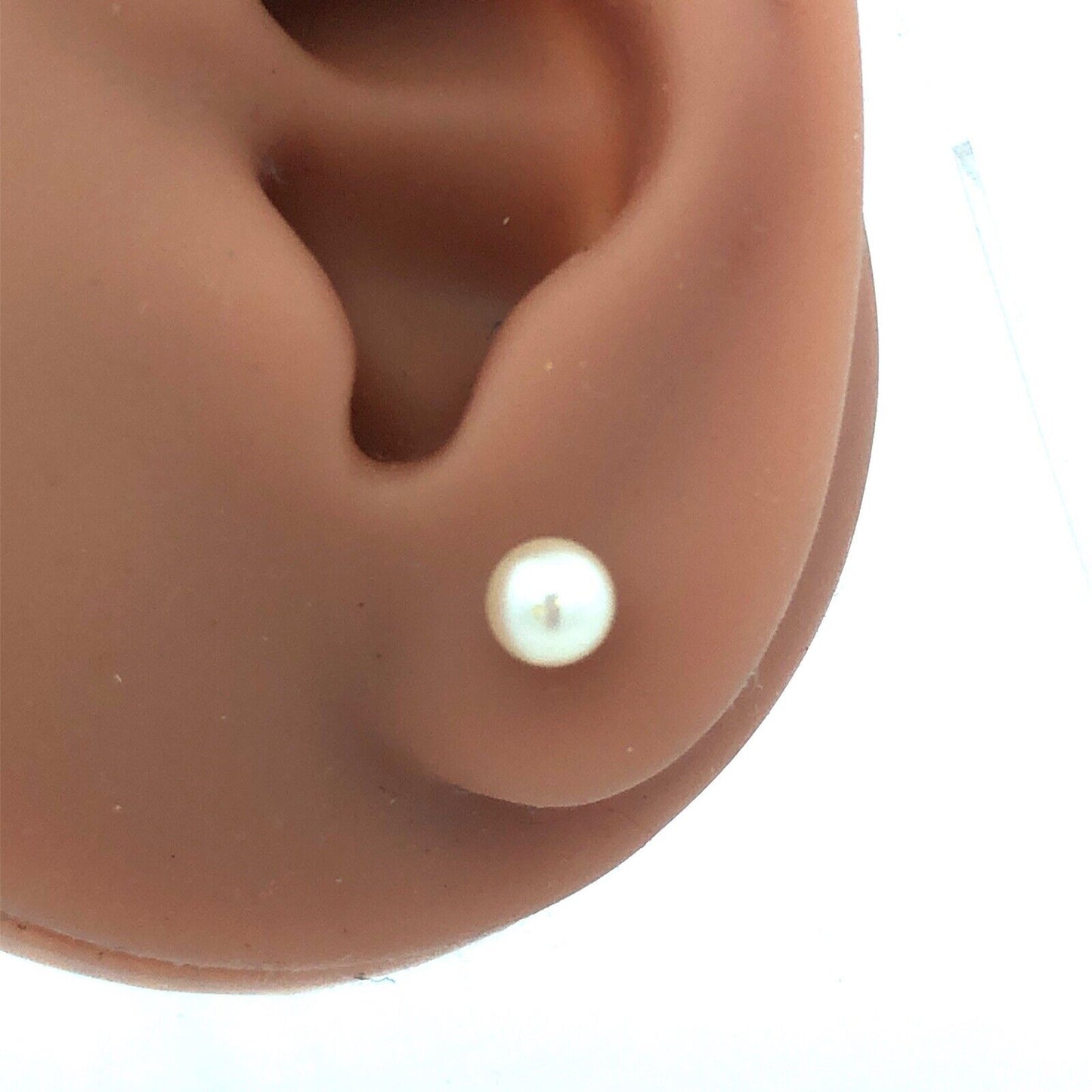 14K Yellow Gold Round Pearl Solitaire Ball Everyday Stud Earrings