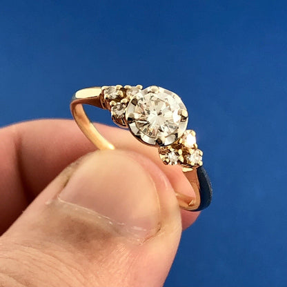 Designer HDS 14K Yellow Gold Diamond Solitaire Accents Engagement Ring