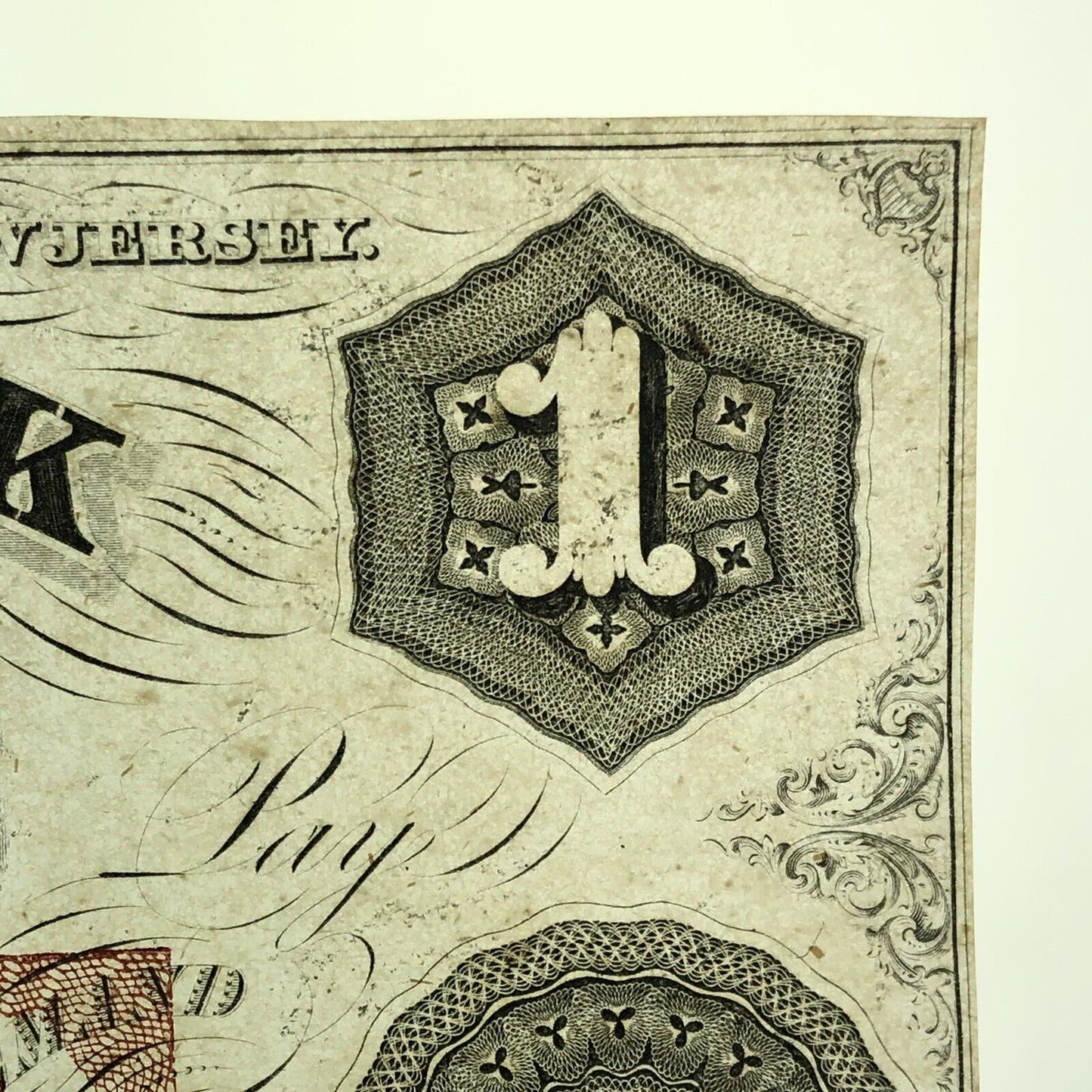 1850 $1 The Sussex Bank Newton New Jersey Obsolete Remainder Currency Note