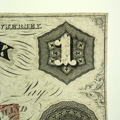 1850 $1 The Sussex Bank Newton New Jersey Obsolete Remainder Currency Note