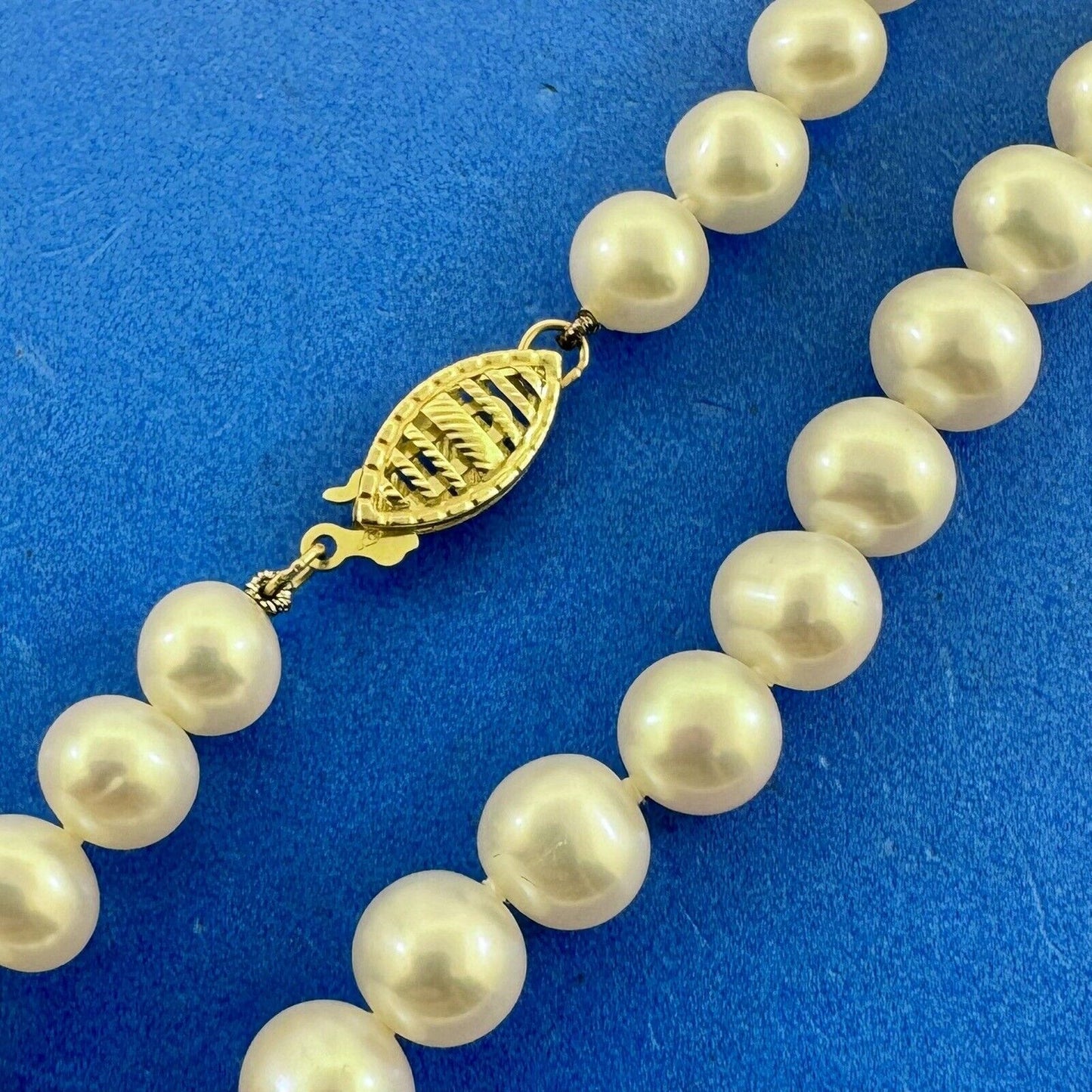 Designer 14K Yellow Gold Hand Knotted Pearl Bead Necklace